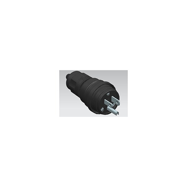 Woodhead Watertight Straight Blade Plug, 5-15P, 15 A, 125V AC, 2 Pole, Screw Terminals, Grounded 14W47BLK - main